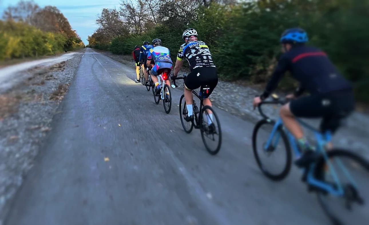 Cyclists riding together